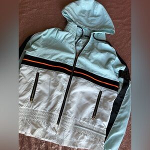 P.E Nation Man Up Windbreaker Jacket Womens M Full Zip Hood Color Block, Outdoor